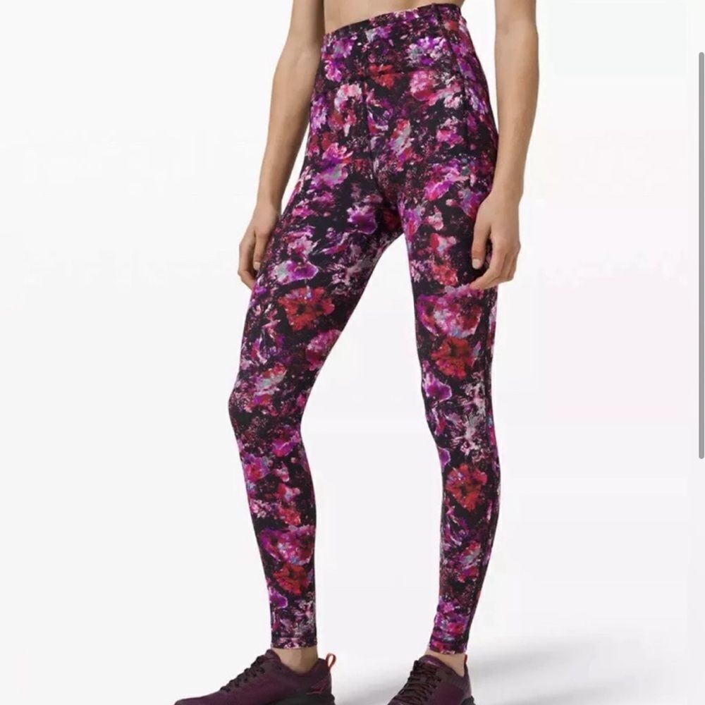Lululemon Swift Speed High Rise Tight Pink Purple Floral